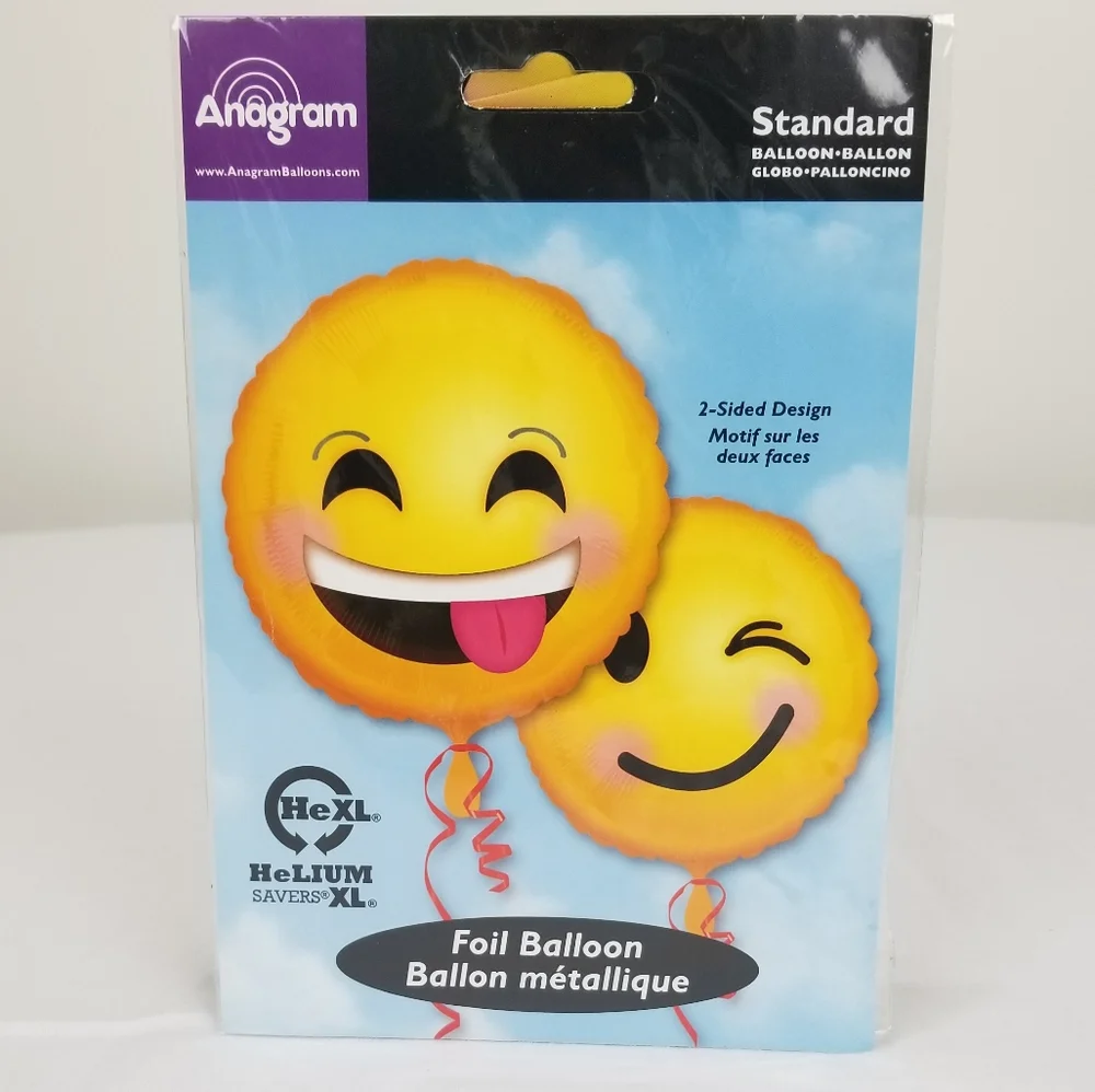 17 Inches, Emoji 2 Sided Design Foil Balloon!